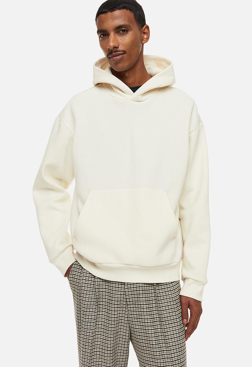 H&M - Relaxed fit printed hoodie - cream/orchids