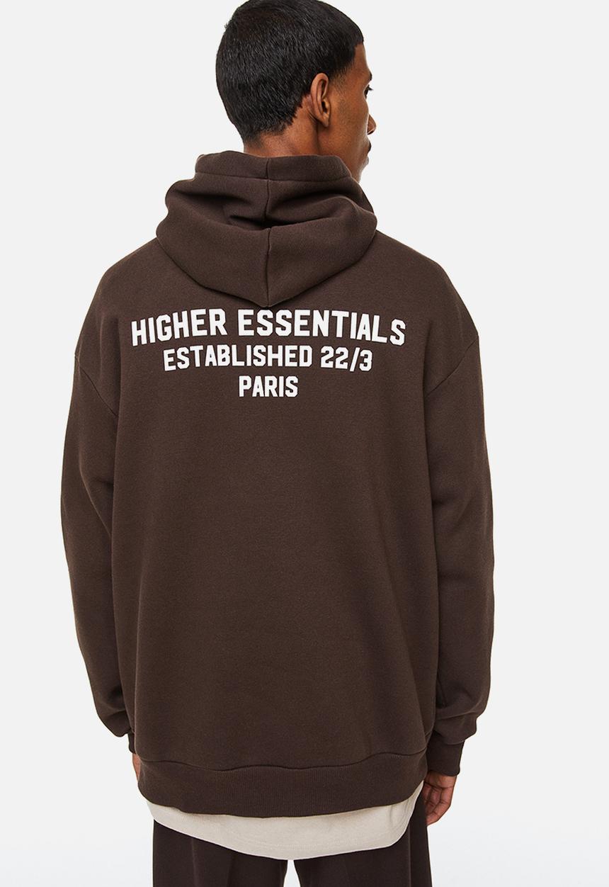 H&M - Relaxed fit printed hoodie - dark brown/h