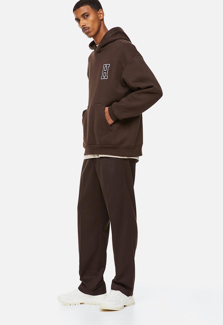 H&M - Relaxed fit printed hoodie - dark brown/h