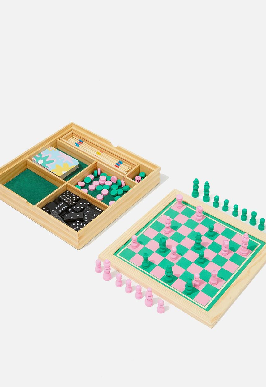 Typo - 6 In 1 Multi Game Board - Jungle Teal & Rosa Powder