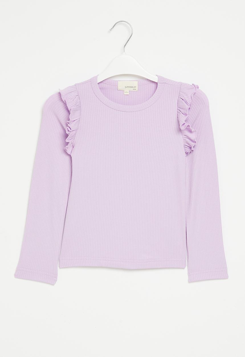Superbalist - Frill detail rib tee - lilac