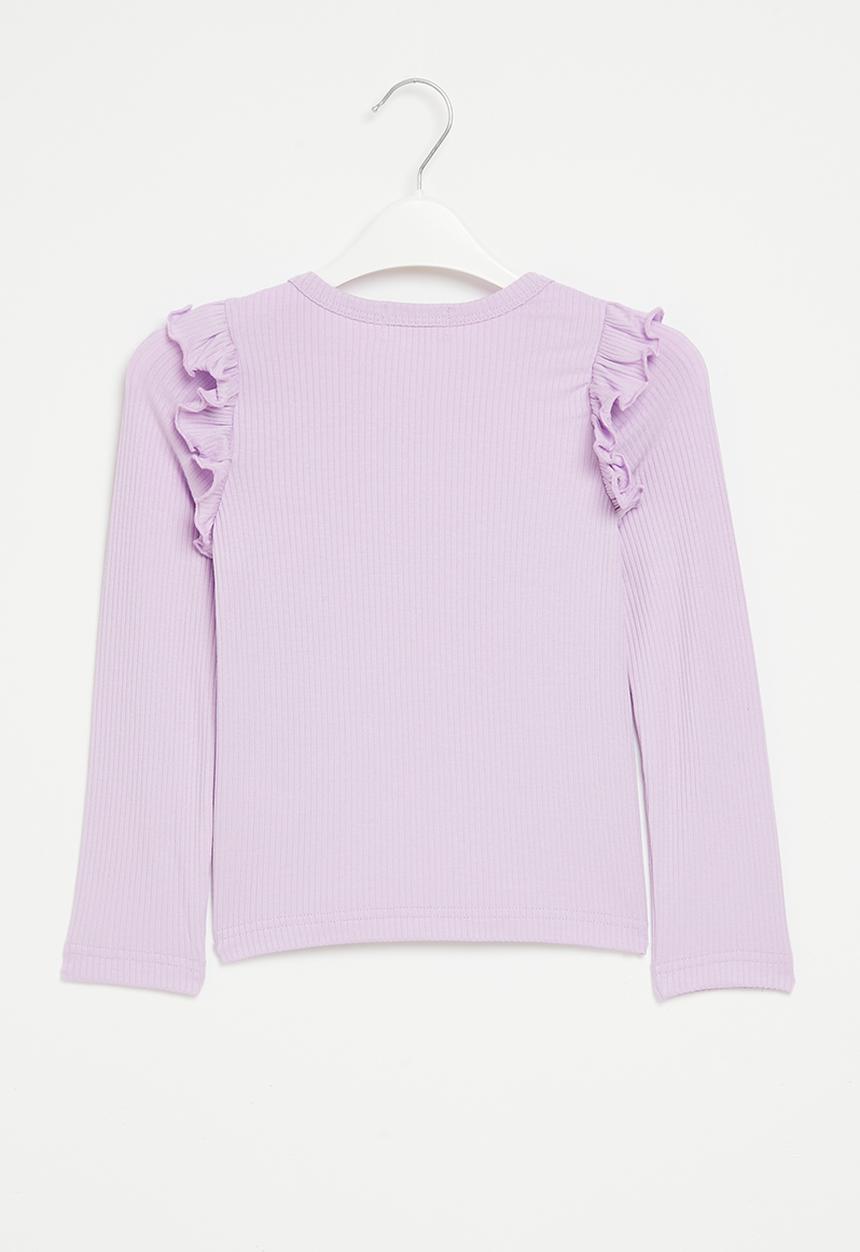 Superbalist - Frill detail rib tee - lilac