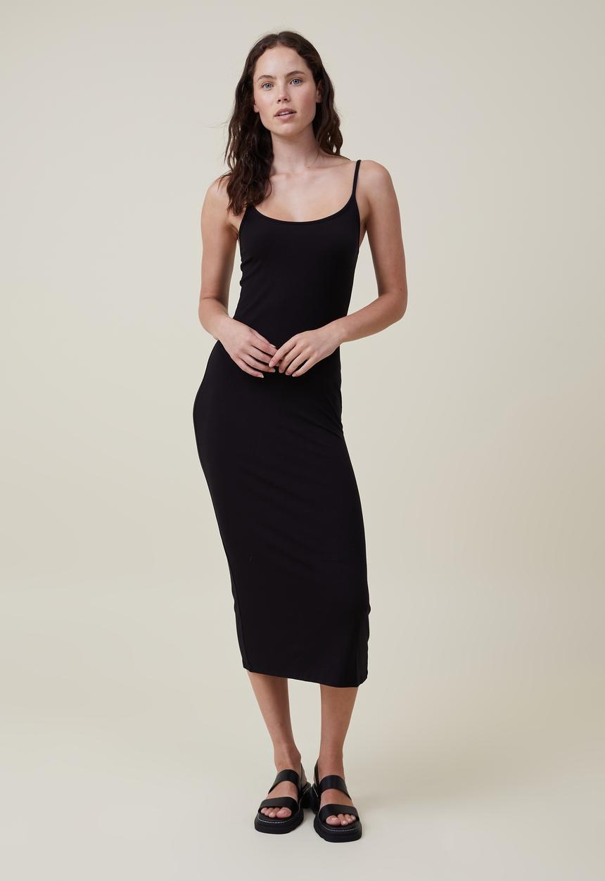 Cotton On - Staple 90s slip maxi dress - black