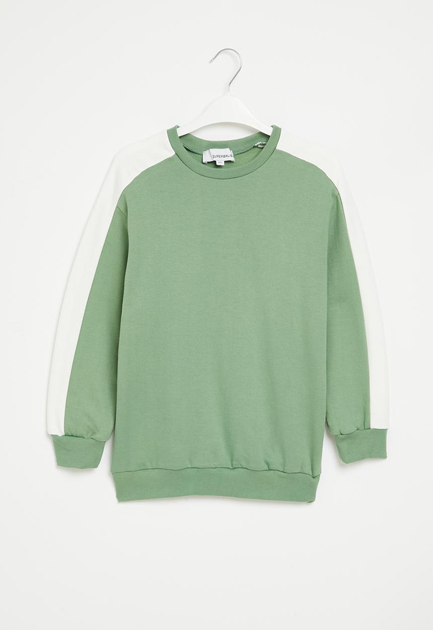 Superbalist - Boys colour block sweat top - green/ecru