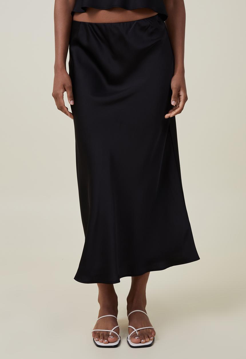 Cotton On - Satin maxi skirt - black
