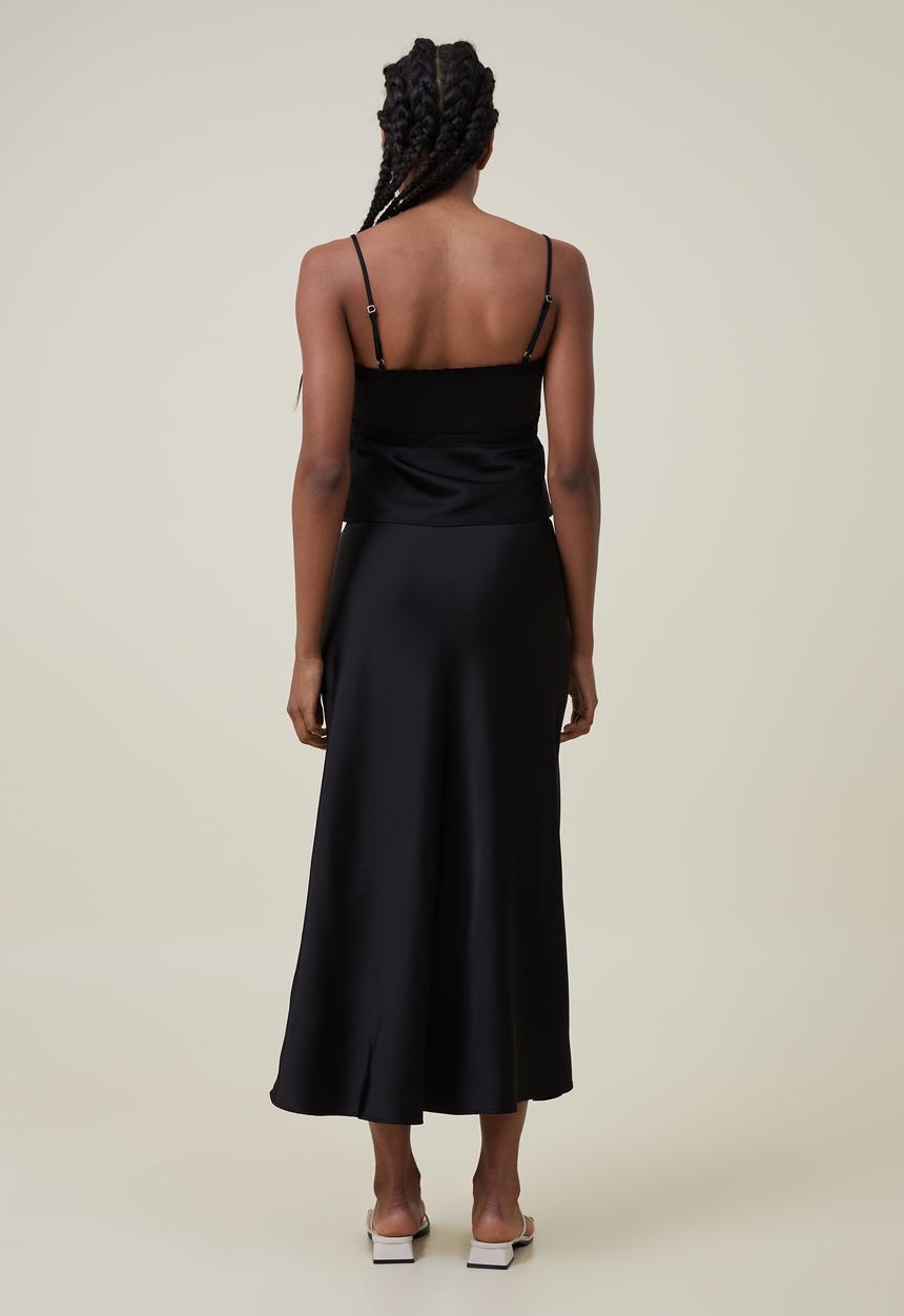 Cotton On - Satin maxi skirt - black