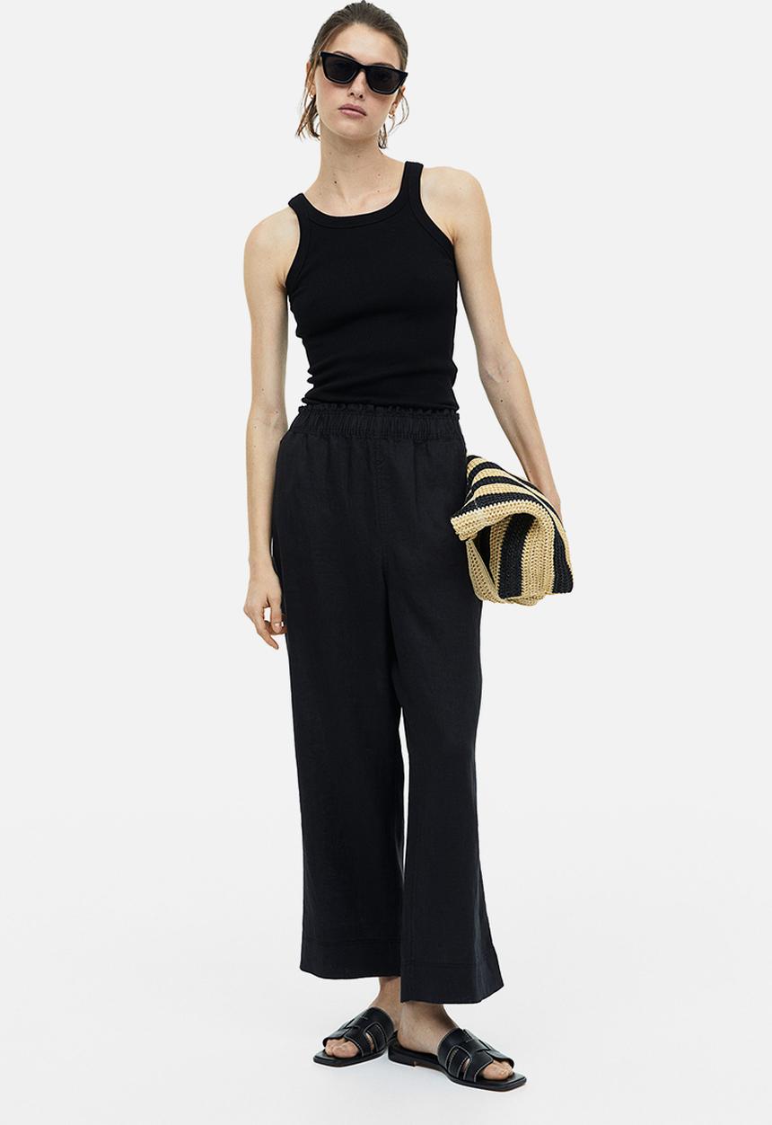 H&M - Ankle-length linen trousers - black