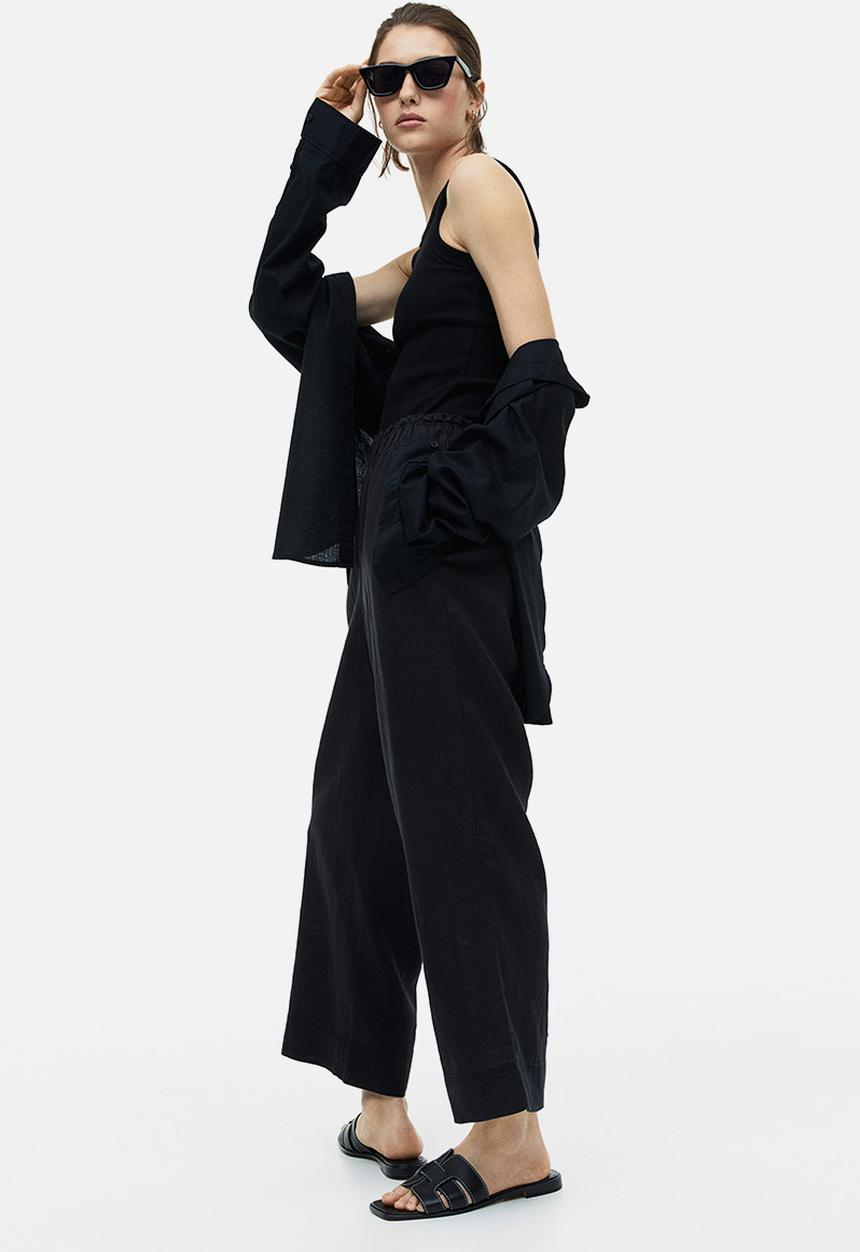 H&M - Ankle-length linen trousers - black