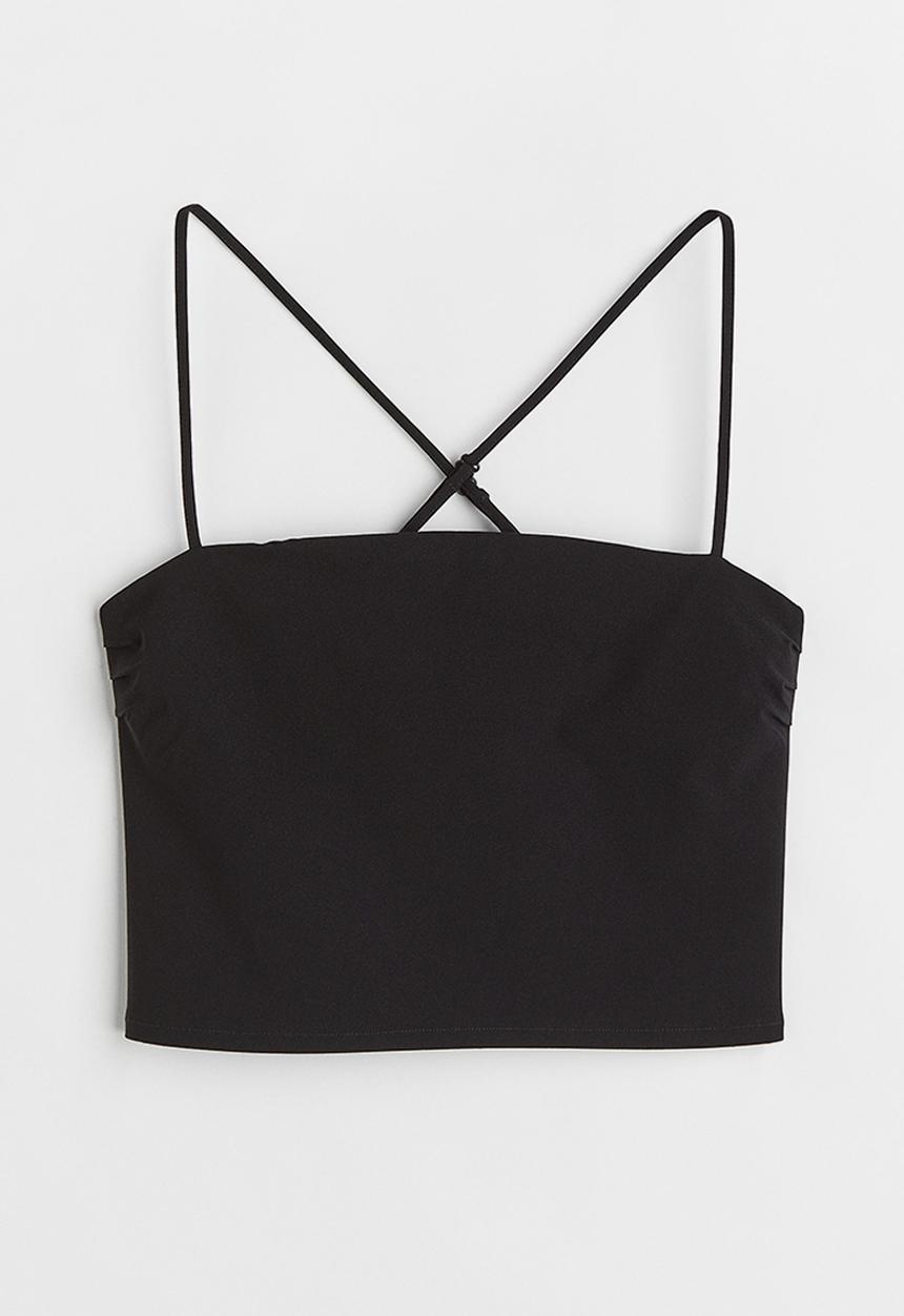H&M - Cropped bandeau top - black