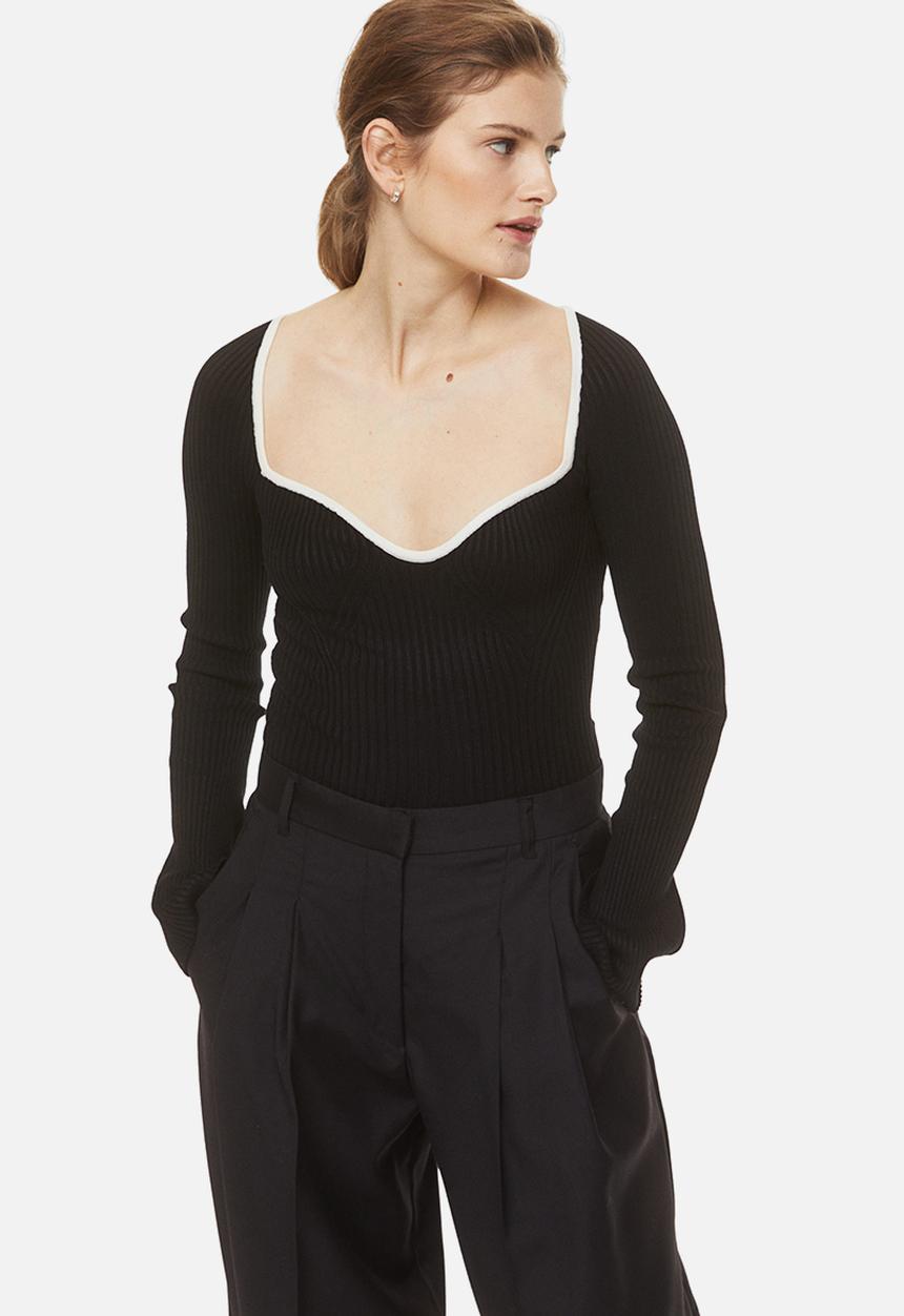 H&M - Rib-knit jumper - black/white