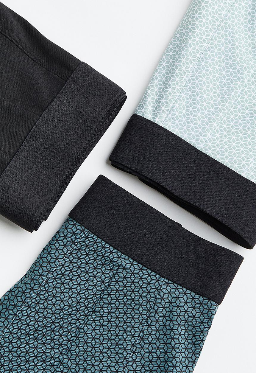 H&M - 3-pack xtra life™ cotton trunks - turquoise/patterned
