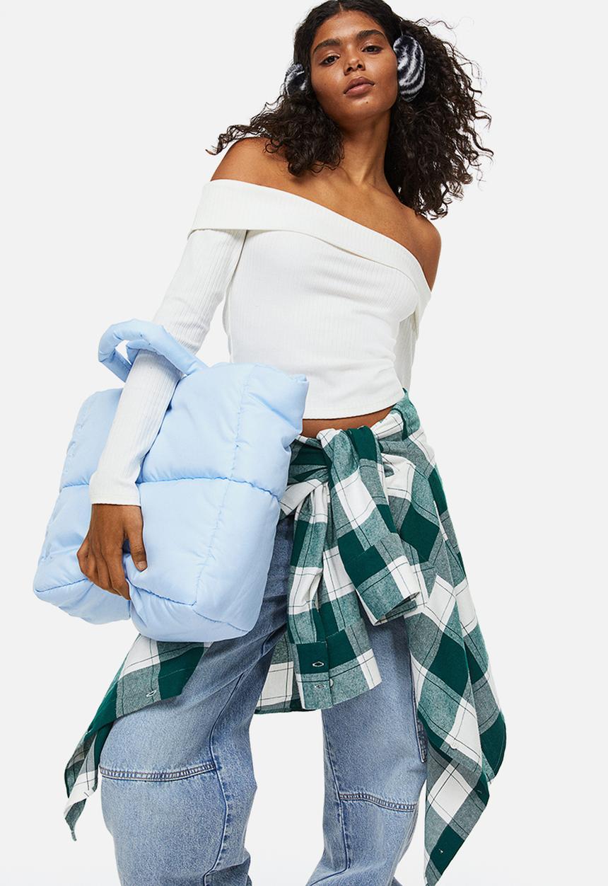 H&M - Off-the-shoulder ribbed top - cream