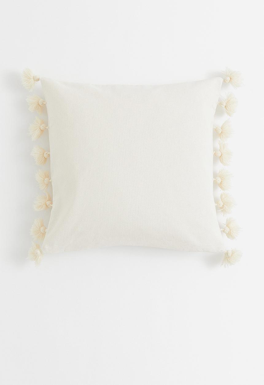 H&M - Cushion cover with tassels - light beige
