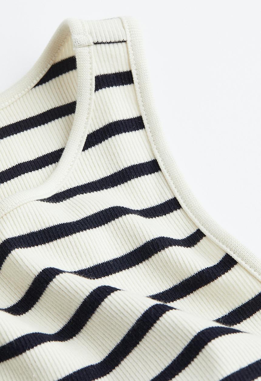 H&M - Ribbed vest top - white/black striped