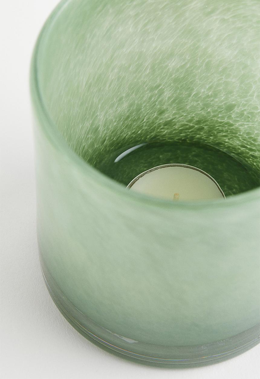 H&M - Glass tealight holder - light green