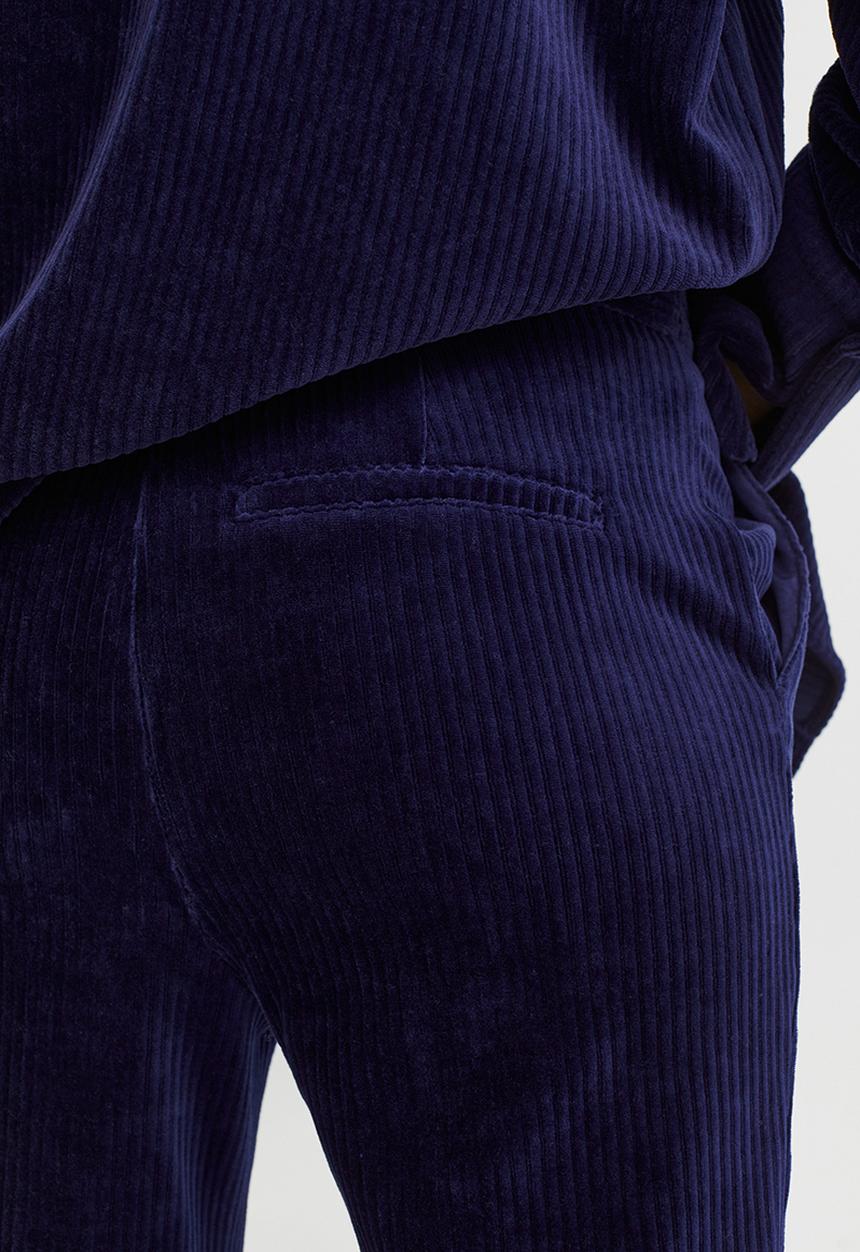 H&M - Ribbed velour trousers - dark blue