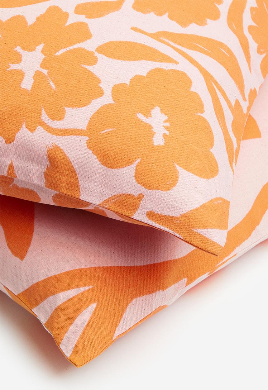 H&M - 2-pack cotton canvas cushion covers - pink/orange