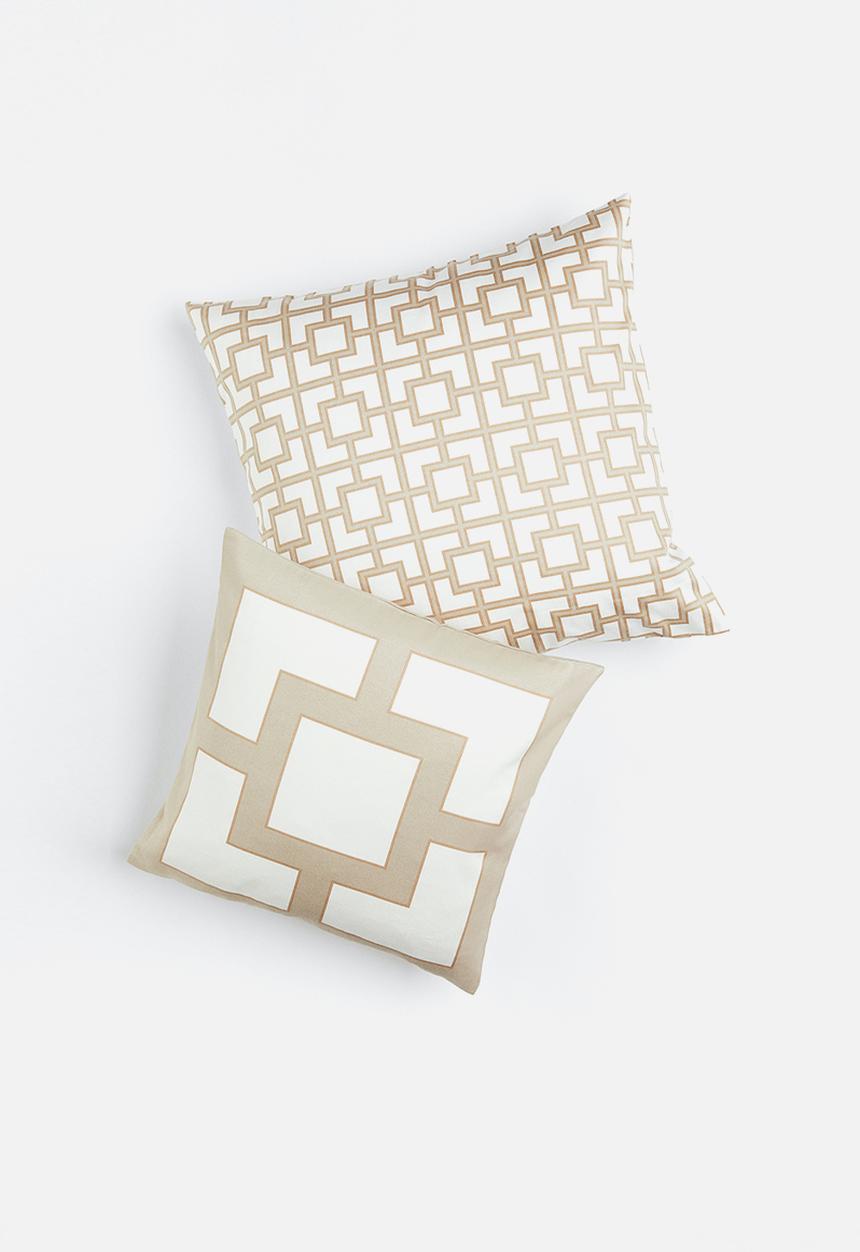 H&M - 2 pack satin cushion covers - white/patterned
