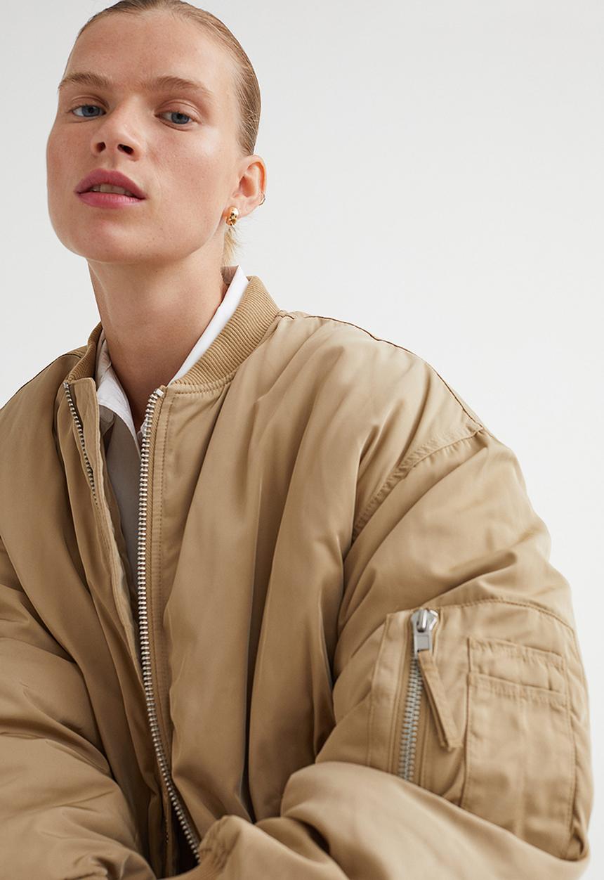 H&M - Oversized bomber jacket - beige