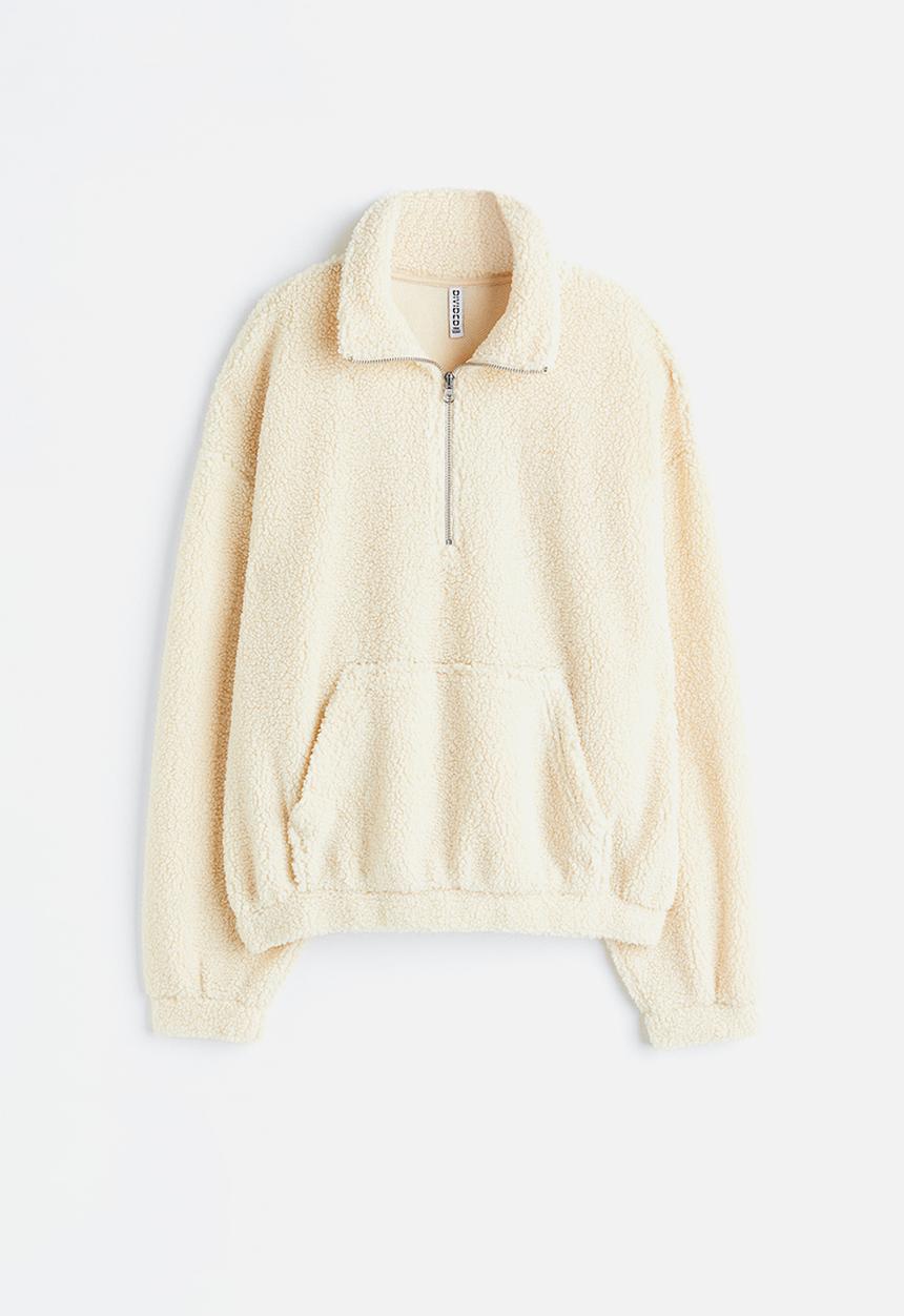 H&M - Zip-top teddy sweatshirt - cream