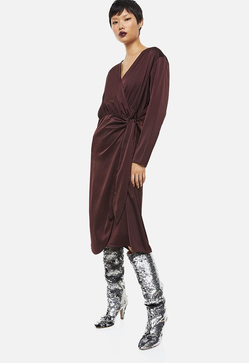 H&M - Satin wrap dress - burgundy