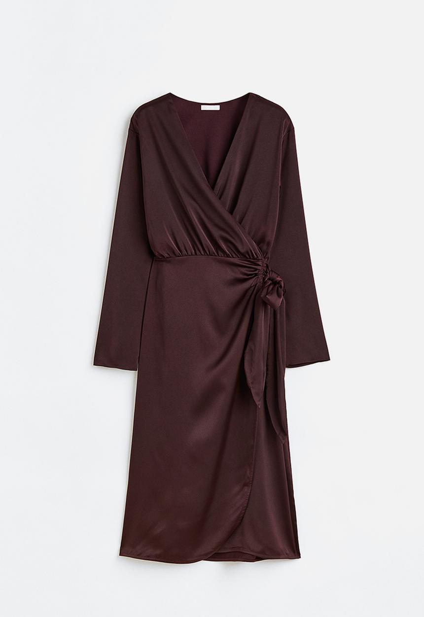 H&M - Satin wrap dress - burgundy