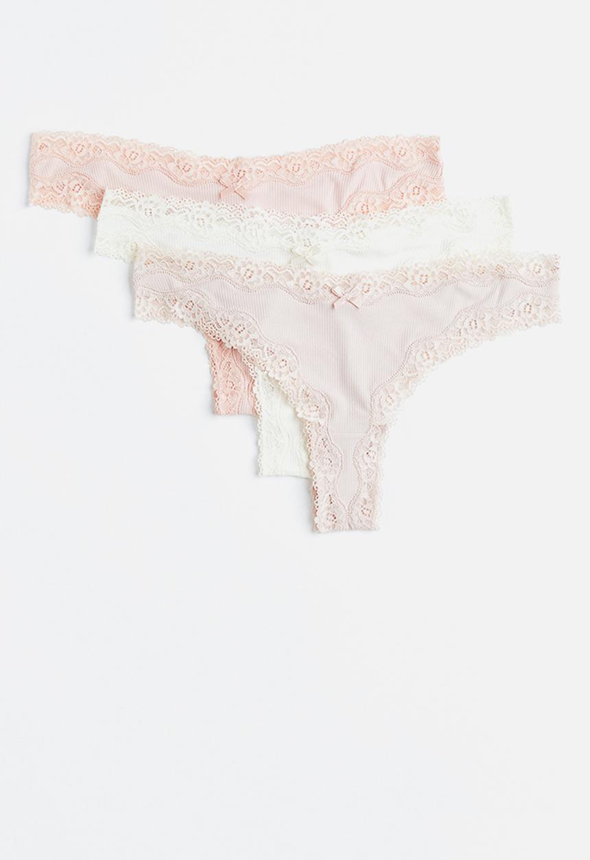 H&M - 3-pack brazilian briefs - light pink/light beige