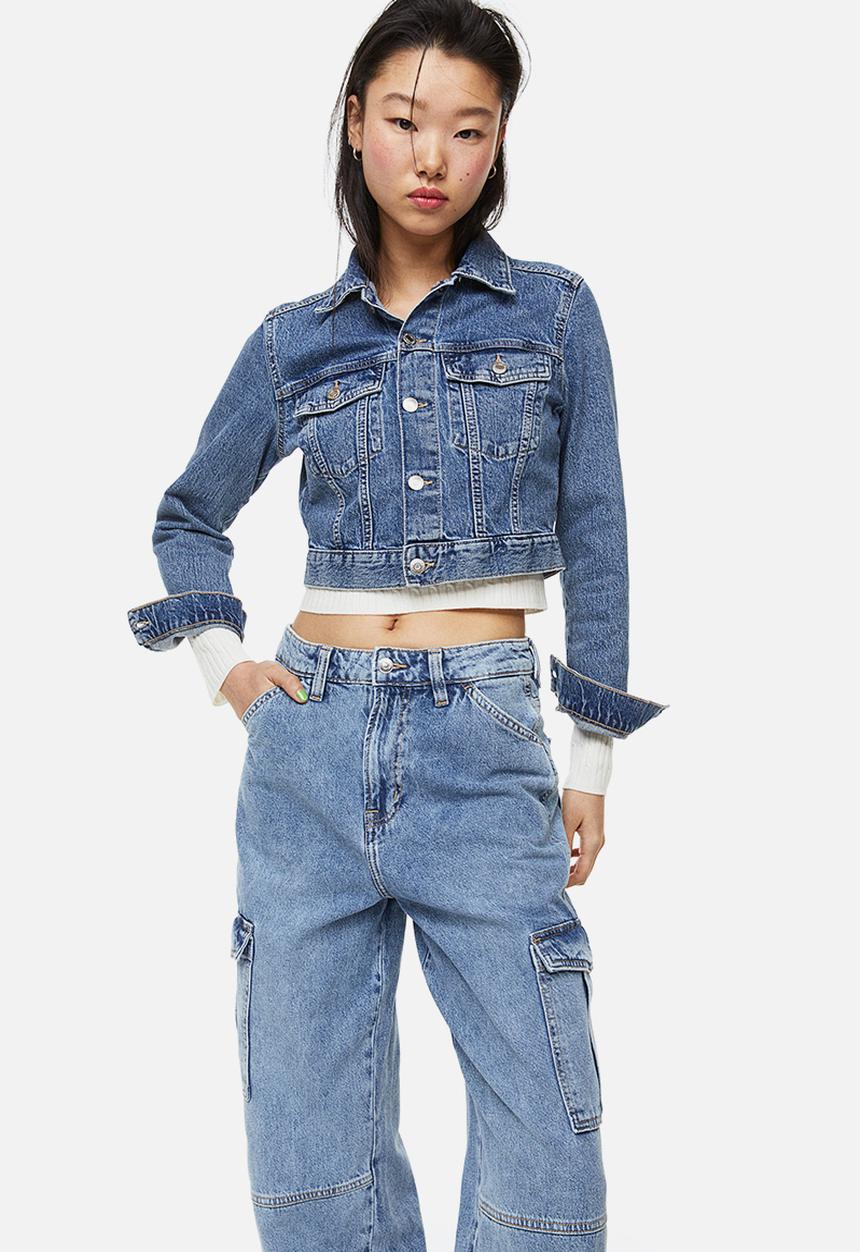 H&M - 90s Baggy high cargo jeans - denim blue