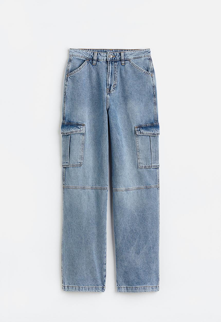 H&M - 90s Baggy high cargo jeans - denim blue