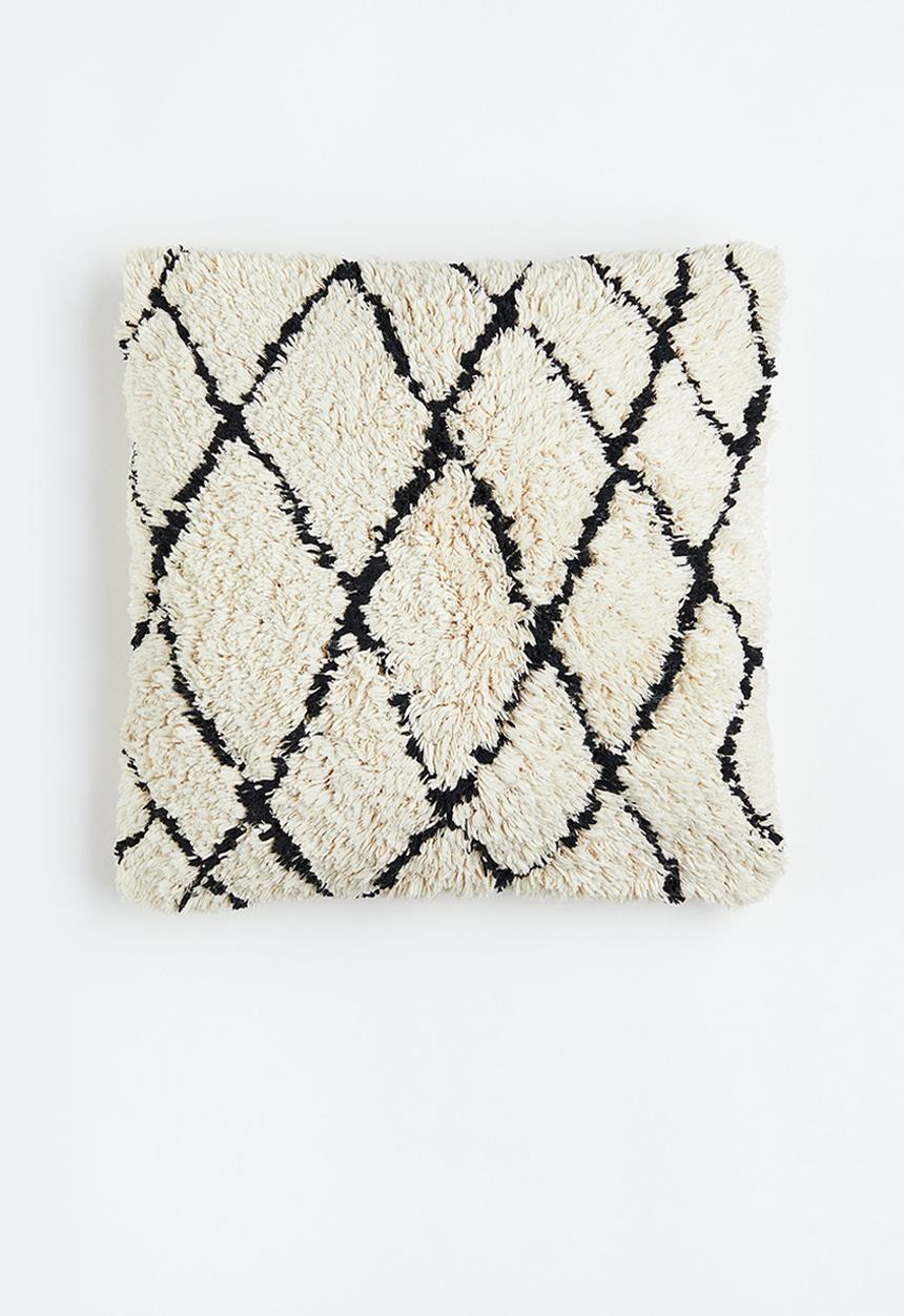 H&M - Tufted cushion cover - light beige/patterned