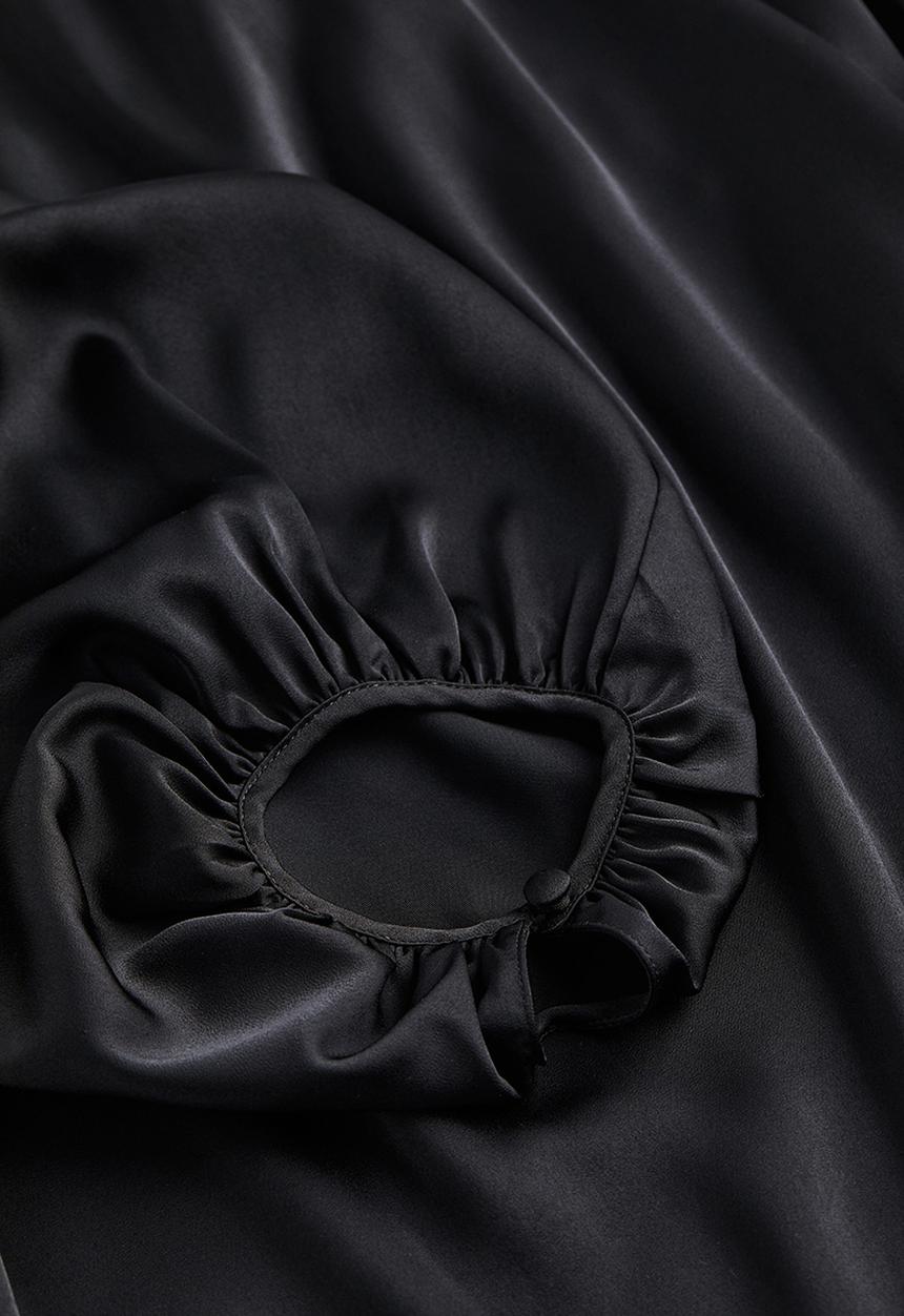 H&M - Balloon-sleeved crêpe dress - black
