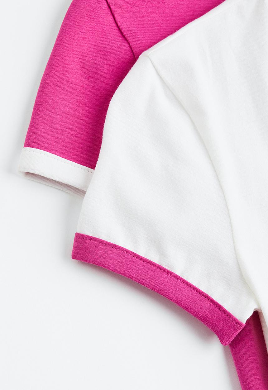 H&M - 2-Pack cropped tops - cerise/white