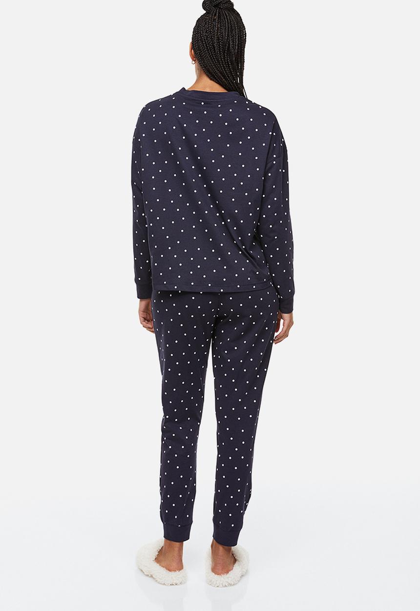 H&M - Patterned jersey pyjamas - dark blue/spotted