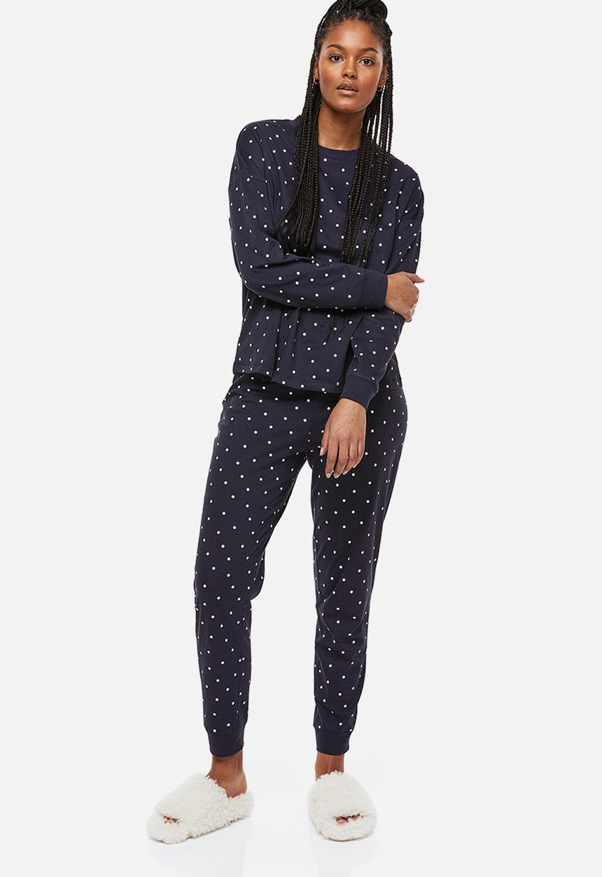H&M - Patterned jersey pyjamas - dark blue/spotted