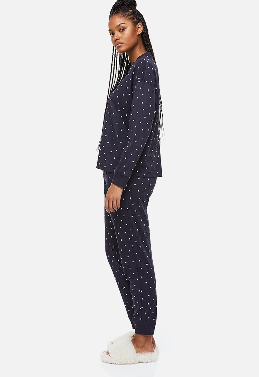 H&M - Patterned jersey pyjamas - dark blue/spotted