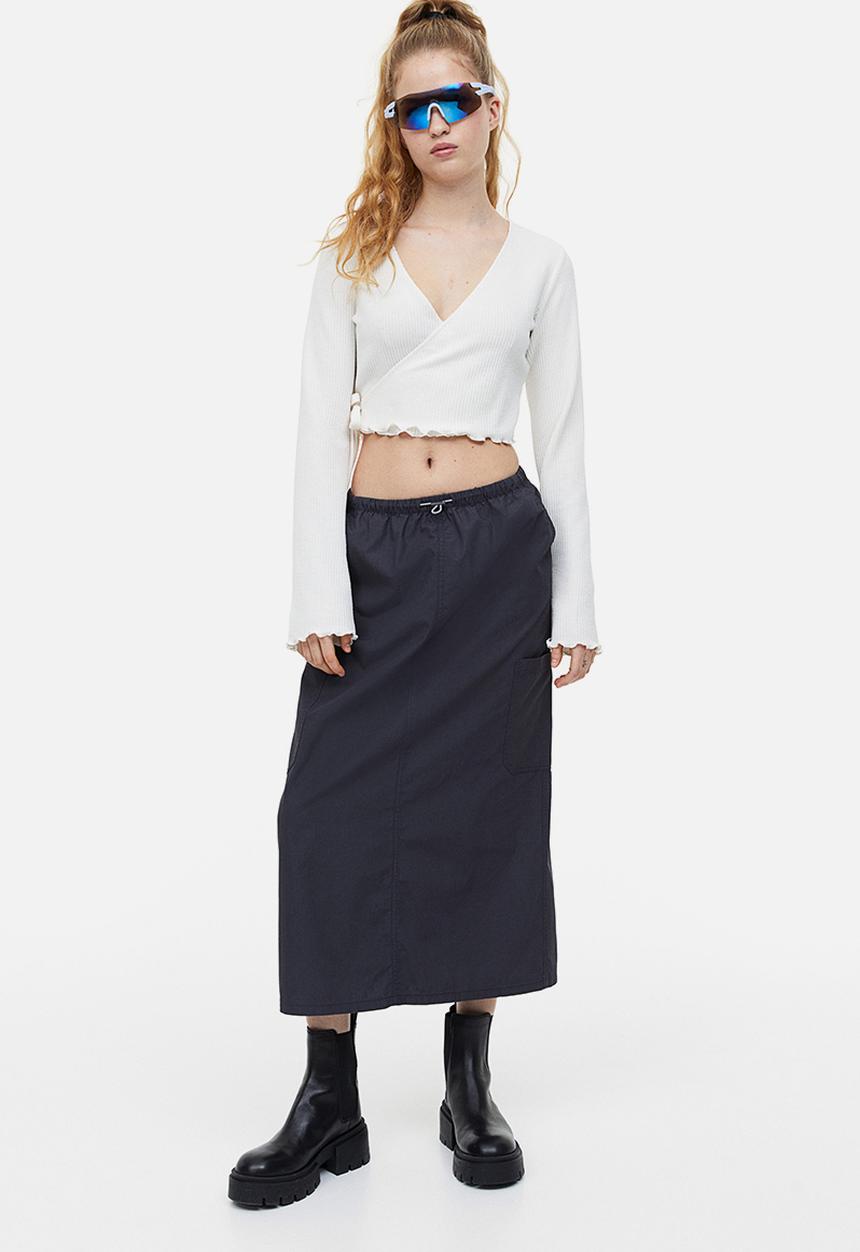 H&M - Cotton parachute skirt - black