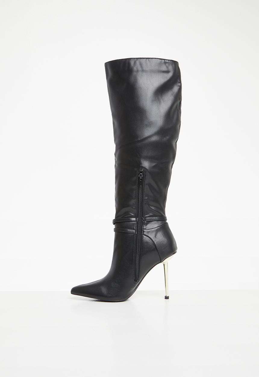Plum - Colda knee length boot - black