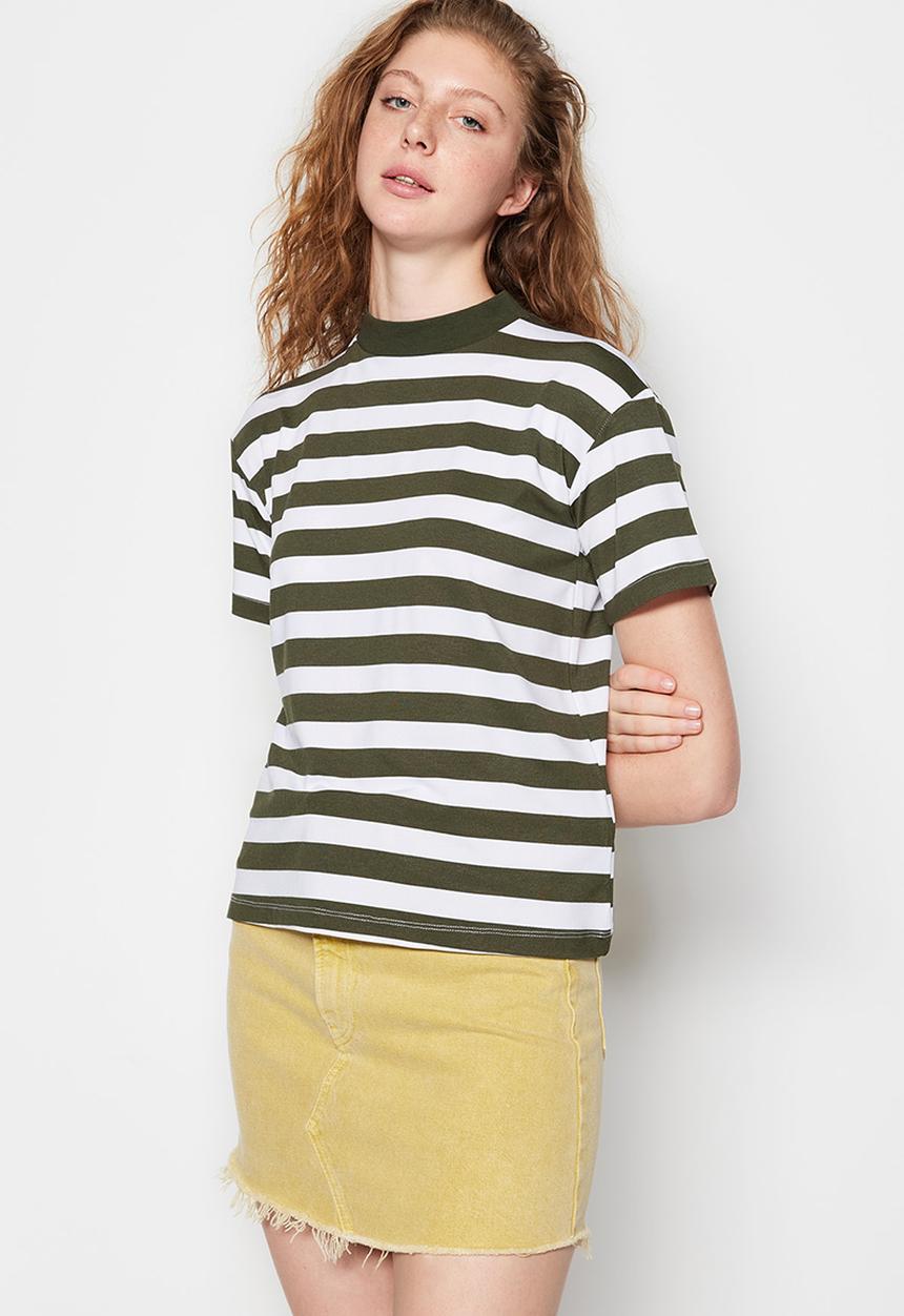 Trendyol - Regular fit T-shirt - green stripe