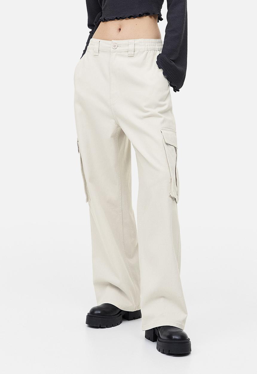 H&M - Twill cargo trousers - light beige