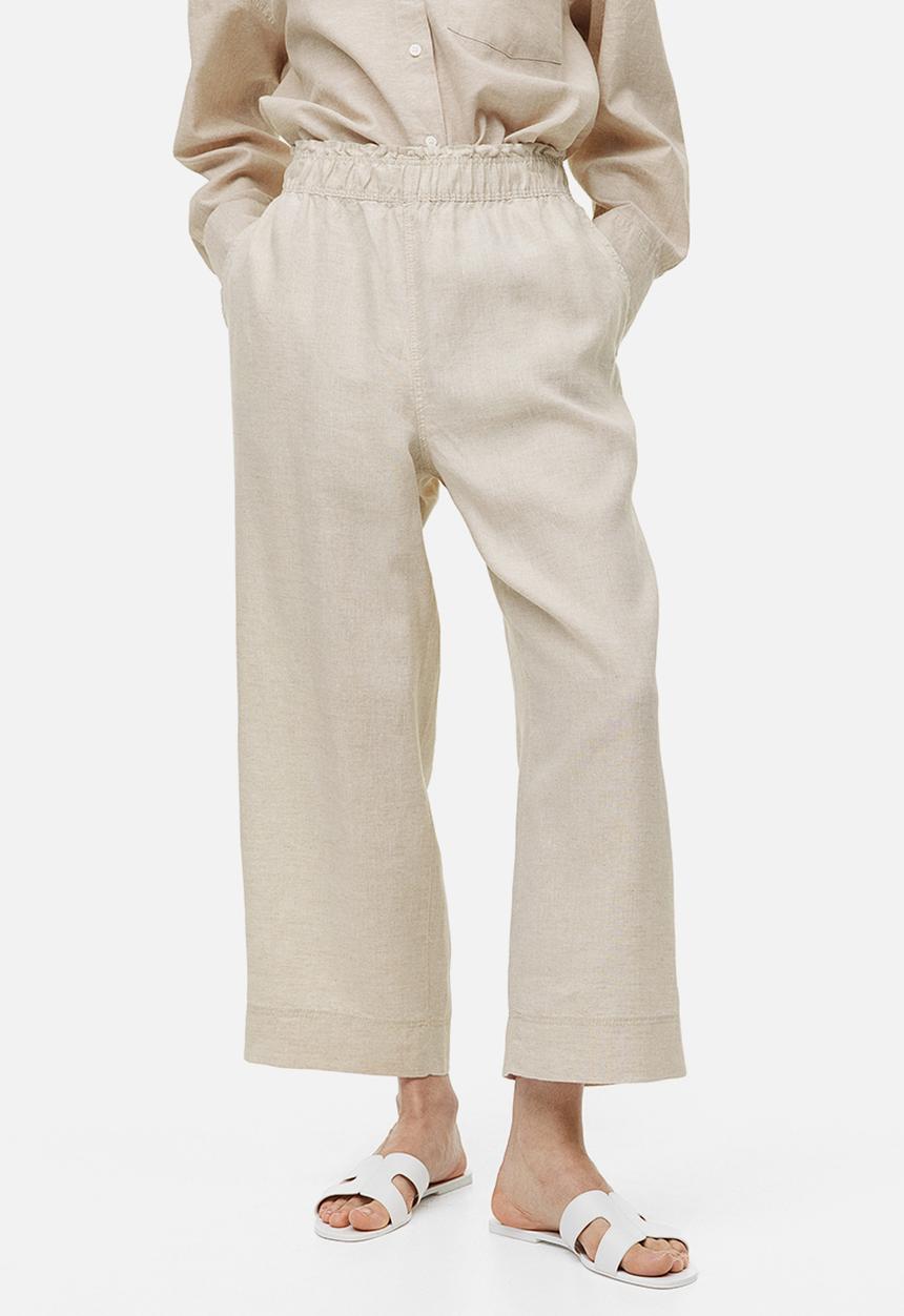 H&M - Ankle-length linen trousers - light beige