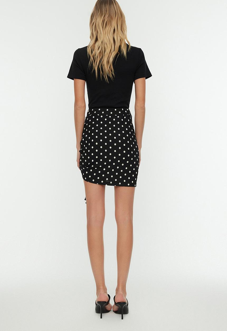 Trendyol - Ruched polka dot mini skirt - black