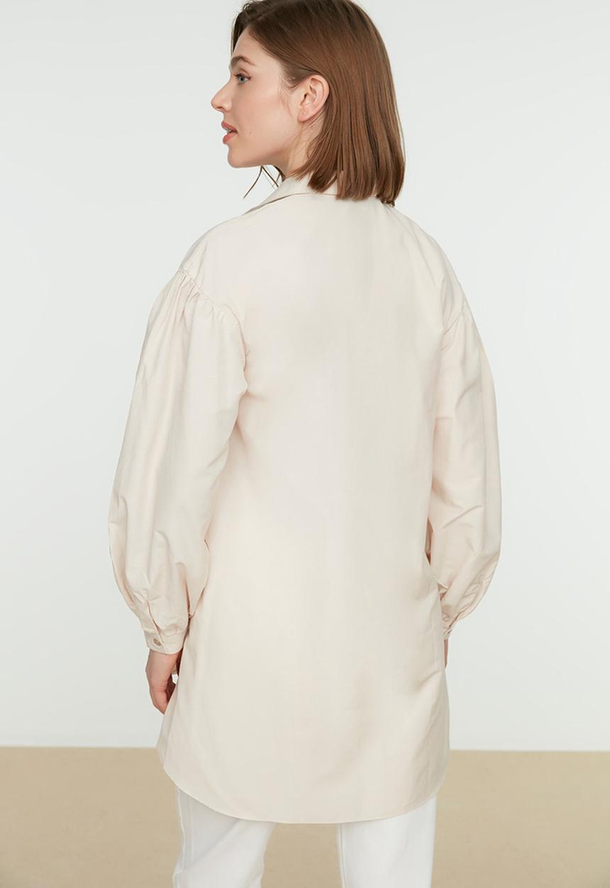 Trendyol - Modest puff sleeve shirt - powder pink