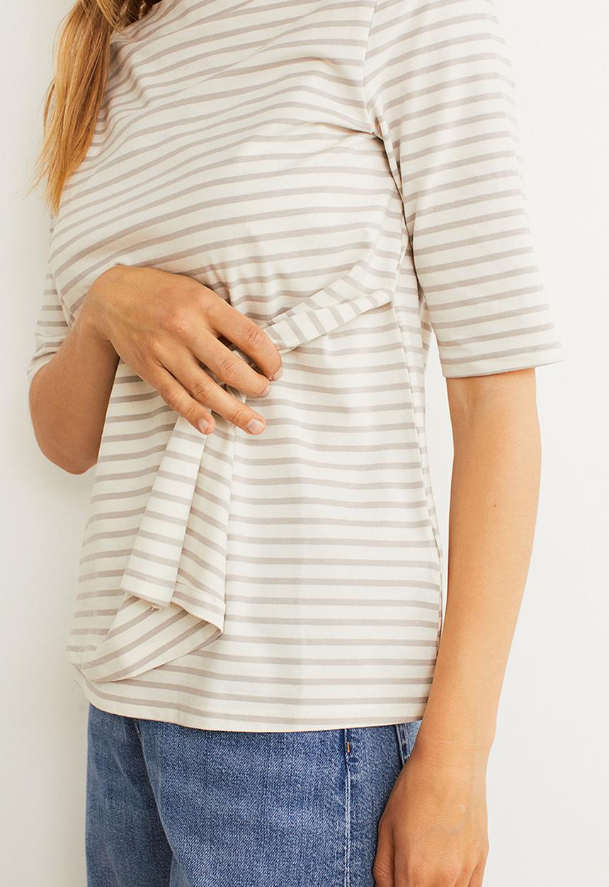 H&M - Mama cotton jersey nursing top - multi,white