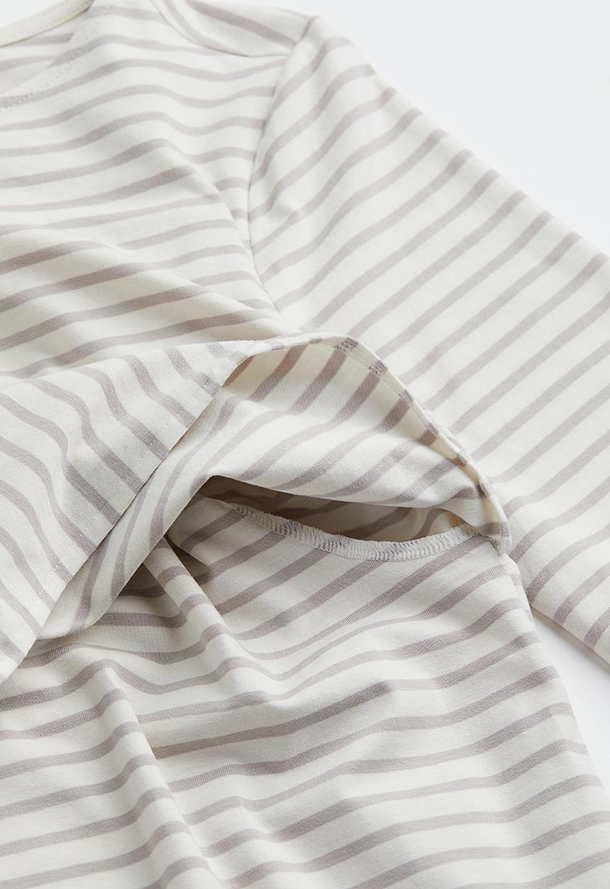 H&M - Mama cotton jersey nursing top - multi,white
