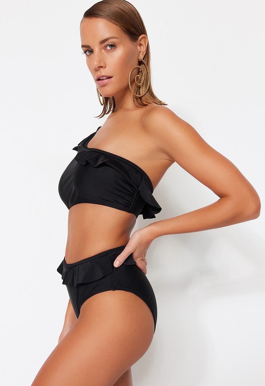 Trendyol - Frill detail swimsuit - black
