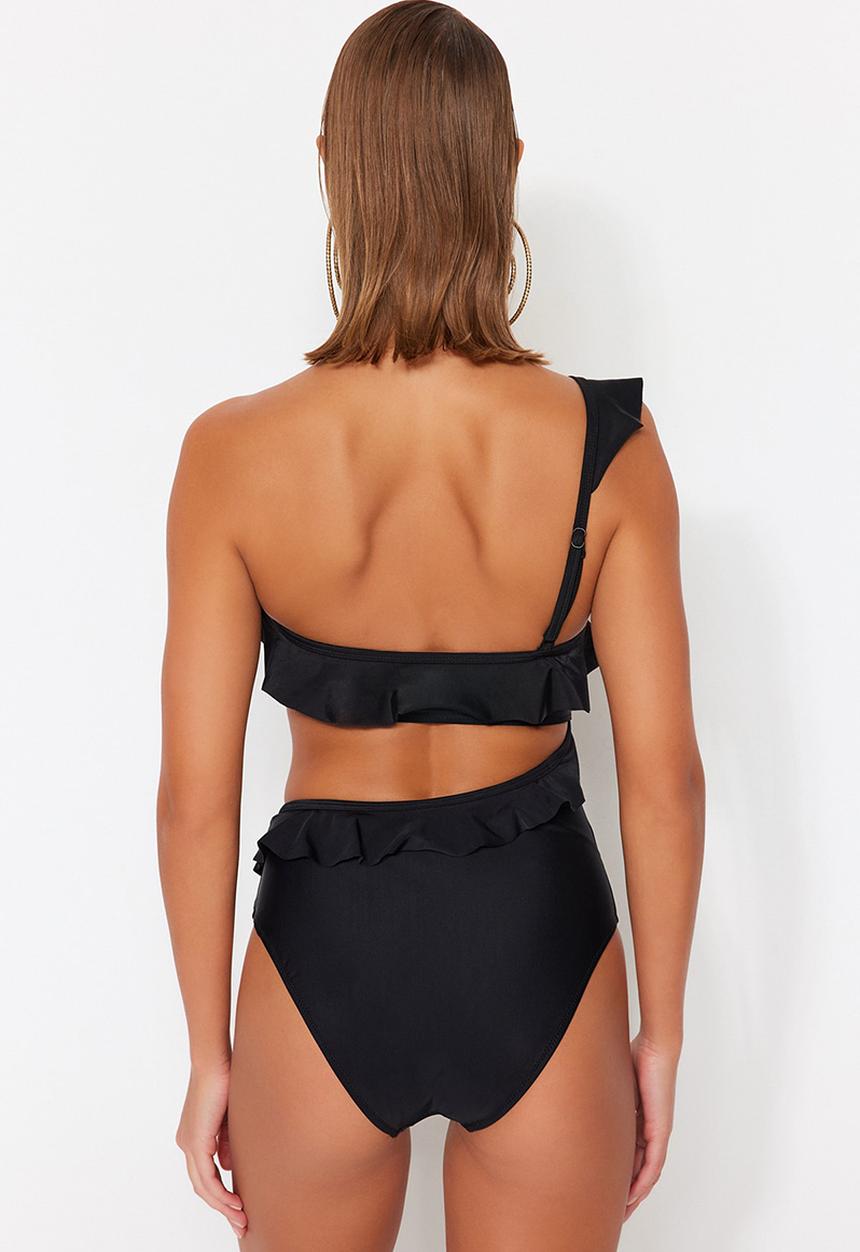 Trendyol - Frill detail swimsuit - black