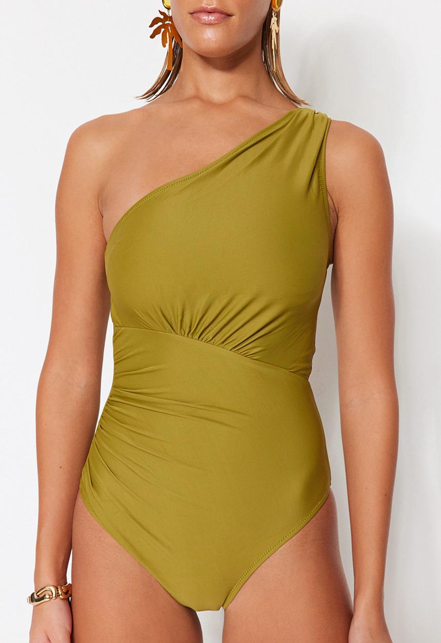 Trendyol - One shoulder swimsuit - green
