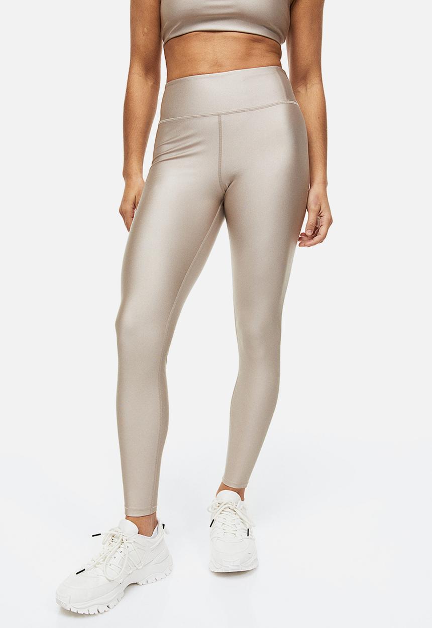 H&M - Drymove™ high shine sports tights - beige