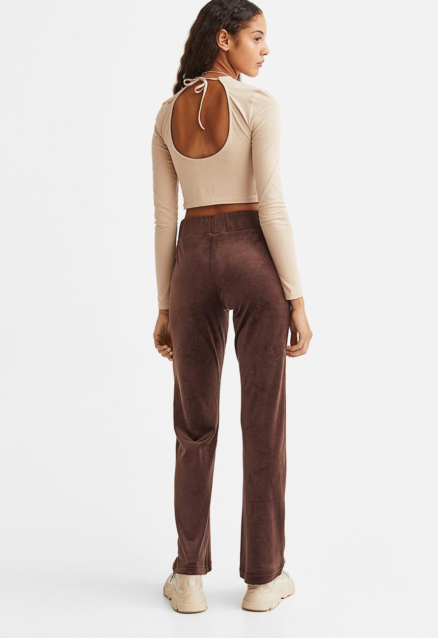 H&M - Velour trousers - dark brown