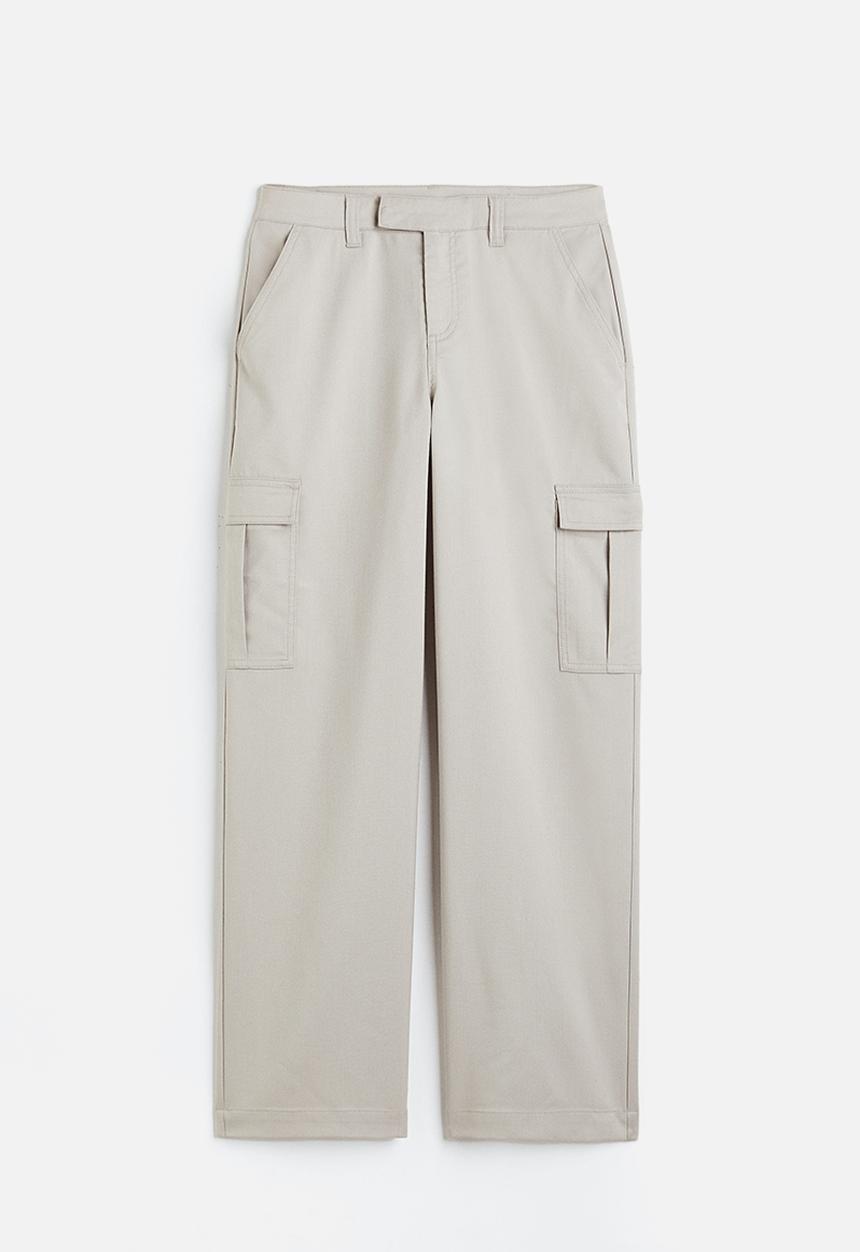 H&M - Straight cargo trousers - light greige